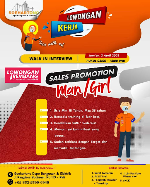 Lowongan Kerja Sales Promotion Toko Bangunan Depo Hartono Pati