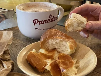 "dirty" hot chocolate with pastry at La Panaderia in San Antonio, Texas