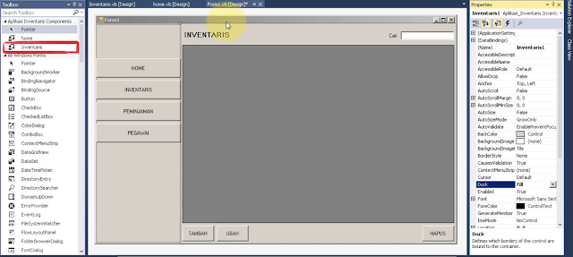 Desain Form Admin / Menu Pada Aplikasi Inventaris Menggunakan User Control