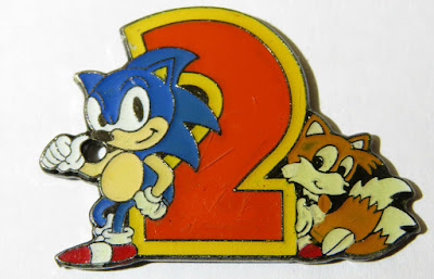 Pin's promotionnel à l'occasion de la sortie de Sonic The Hedgehog 2, paru sur Sega Megadrive en 1992.