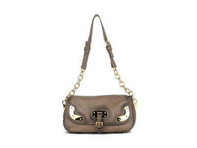 Prada Bolsa de hombro Cuero Gris 8009