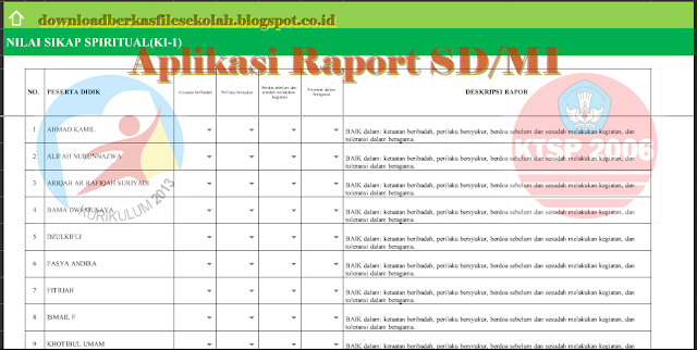 Aplikasi Raport SD Versi Terabaru 2017