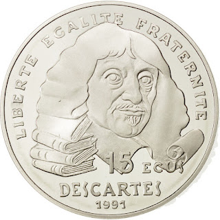 France 100 Francs 15 Ecus Silver Coin 1991 Rene Descartes