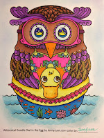 Whimsical Doodle Owl in the Egg coloring book 