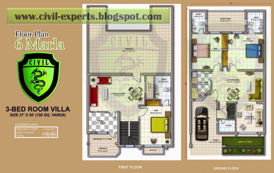 Civil Experts 6 Marla Houses Plans