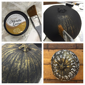 Dry brush the pumpkin with DecoArt metallic lustre 