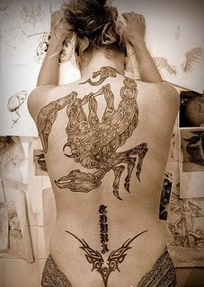 Scorpio Tattoo Design on Female Back