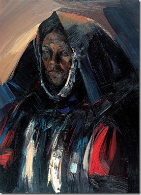 Donna sarda con costume, olio su tela, cm 60x80, 2001