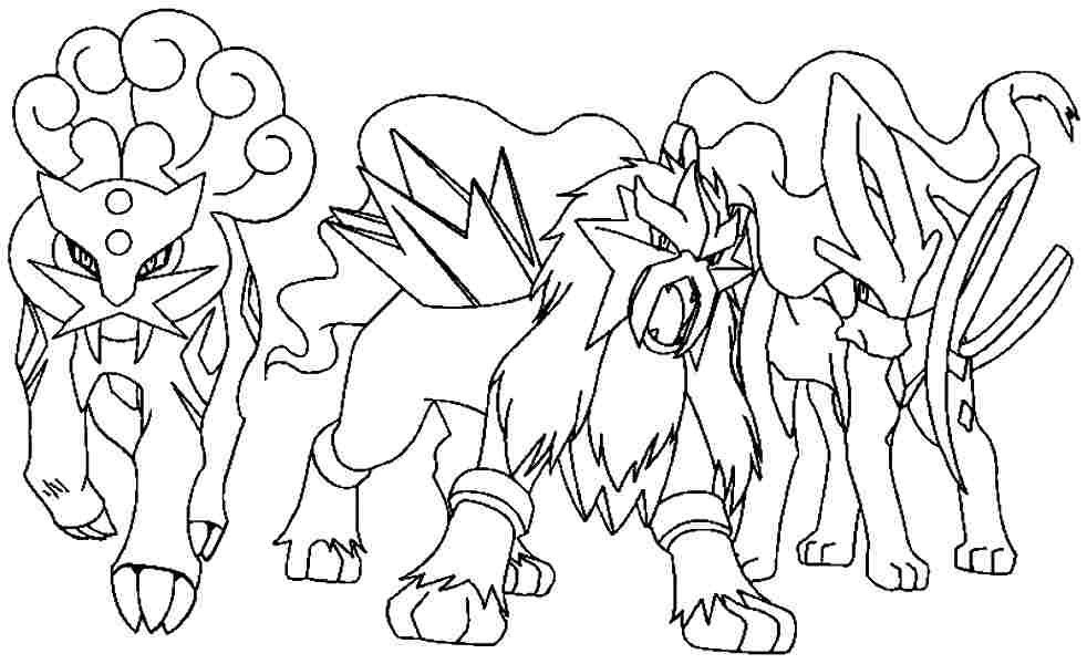 The Legendary Trilogic Pokemon  Coloring  Page  Free 