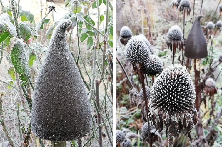 Frostig schön - Gartenkeramik in Schwarz