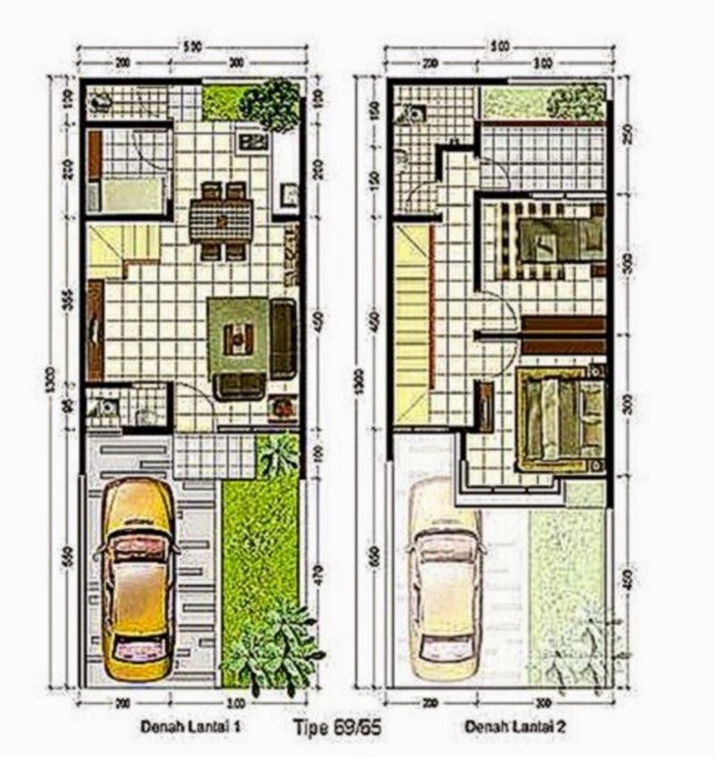 4 BENTUK DENAH  RUMAH  MINIMALIS  6X11 2  LANTAI  MINIMALIS  