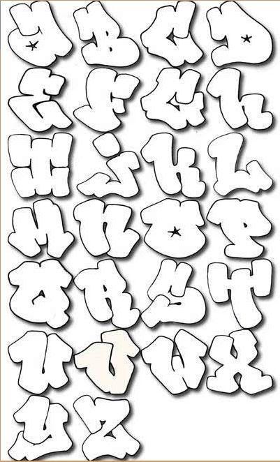 Sketch Graffiti Alphabet Harfleri on Bubble Letters A Z