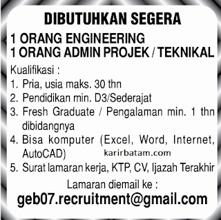 Lowongan Kerja Engineering dan Technical Maret 2017