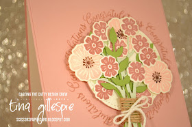 scissorspapercard, Stampin' Up!, CASEing The Catty, Challenge, Beautiful Bouquet Bundle, Stitched Shapes Dies, Wedding Card 