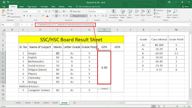 Result Sheet With Excel