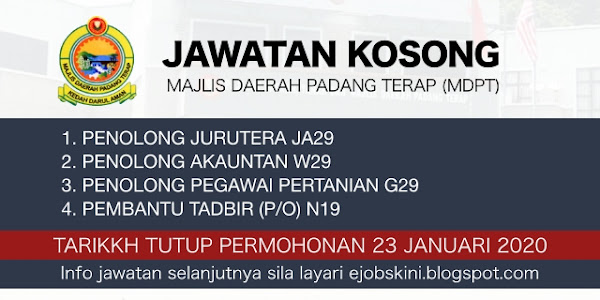 Jawatan Kosong Majlis Daerah Padang Terap (MDPT) Januari 2020