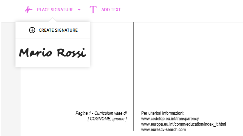 Posizionamento firma PDF