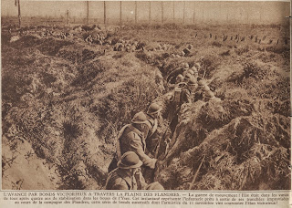 Soldaten in de loopgraven in de nabijheid van de Yzer