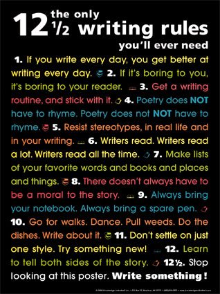 quotes about writing. 12 1/2 Rules for Writing