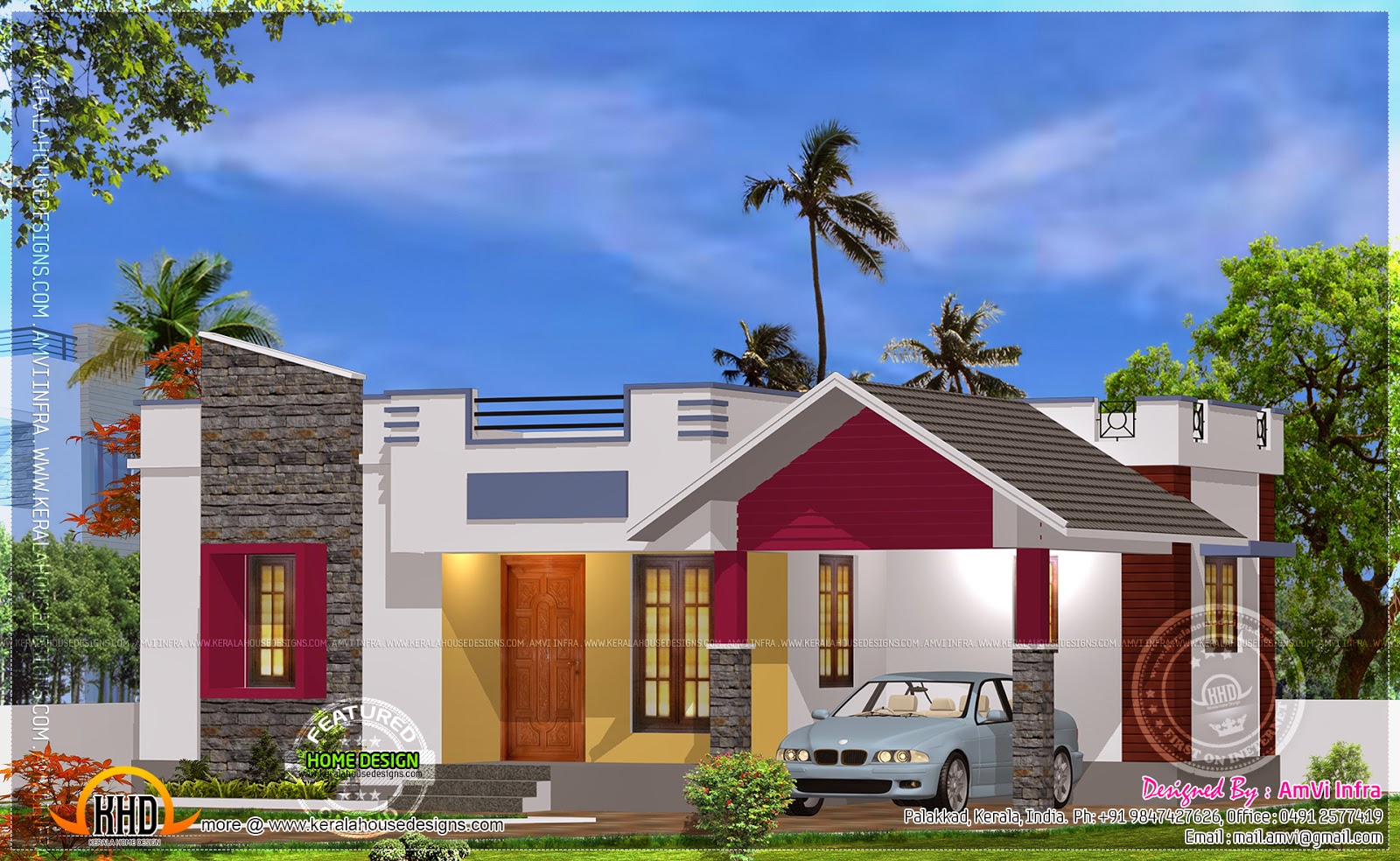 Stylish 900 Sq  Ft  New 2 Bedroom Kerala  Home  Design with 