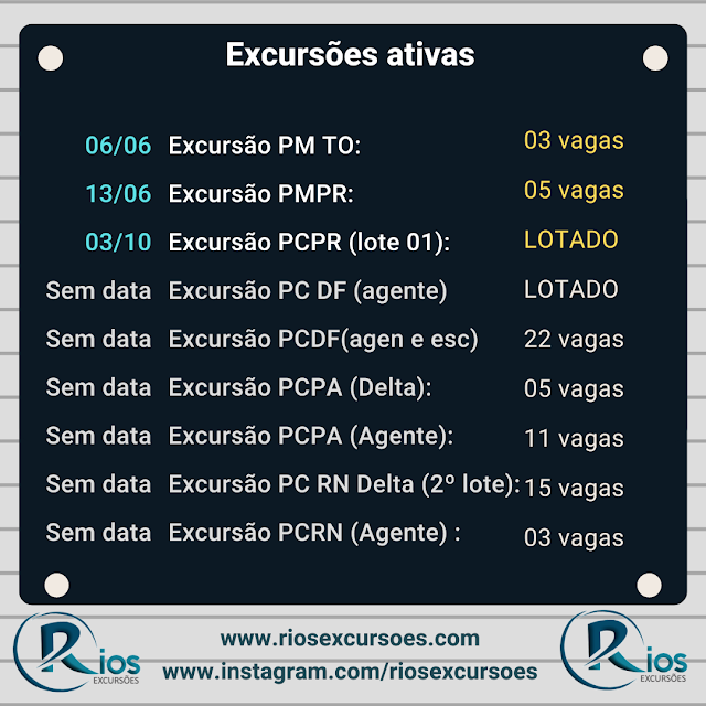 Vagas nas excursões