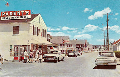 Carte postale vintage "A View of part of the Business District on Atlantic Avenue Wells Beach, Main
