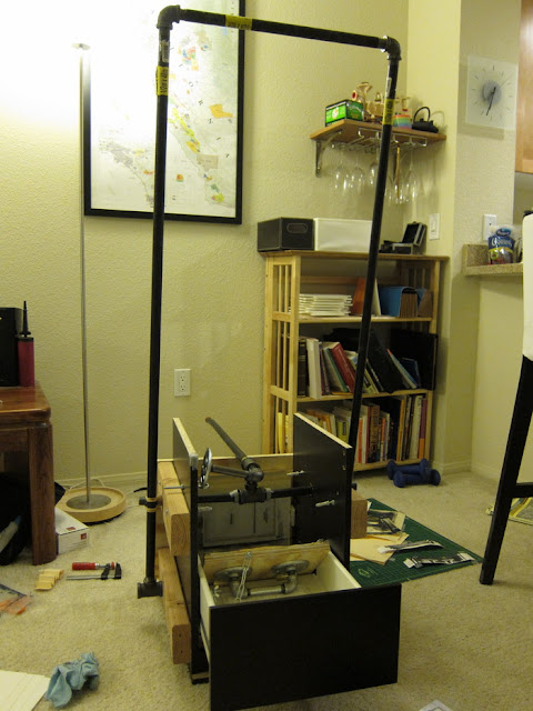 Printing press made from a chest of drawers