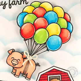 Sunny Studio Stamps: Barnyard Buddies Funny Farm Bouquet Of Balloons Card by Amy Yang