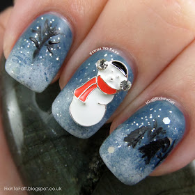 Snowman winter nail art.