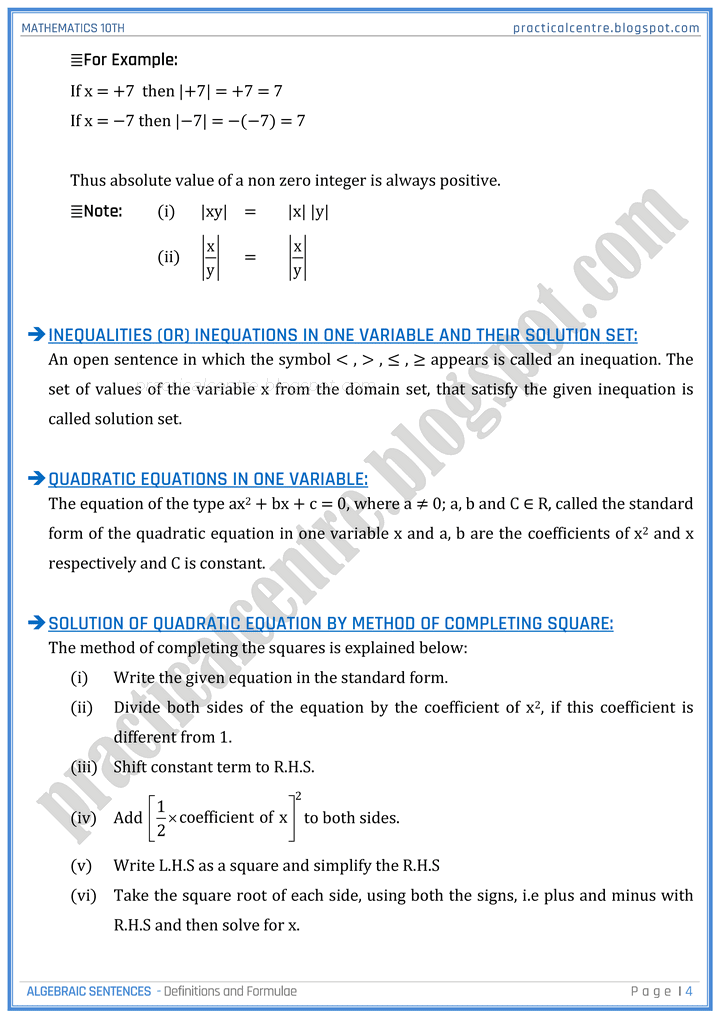 algebraic-sentences-definitions-and-formulas-mathematics-matric