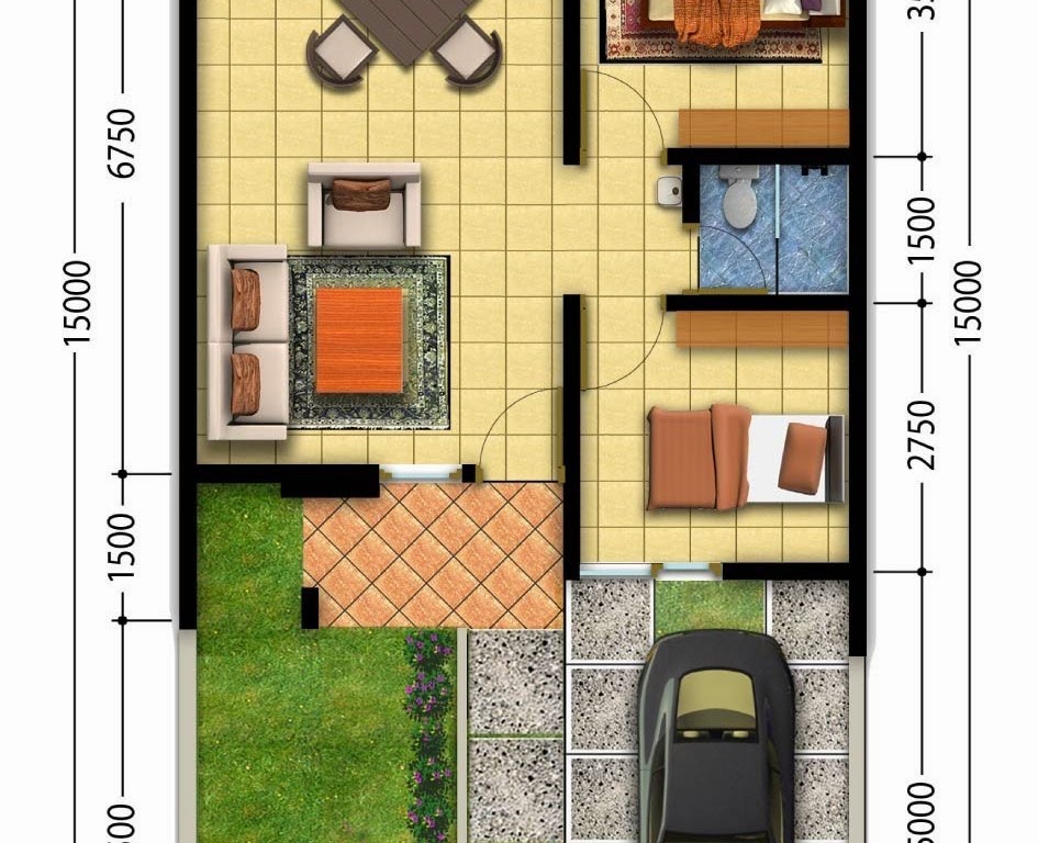  Desain  Rumah  Minimalis 2  Kamar  Tidur Gambar Foto Desain  