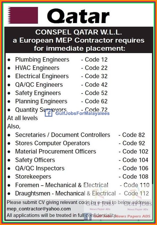 Contracting Company jobs for Qatar