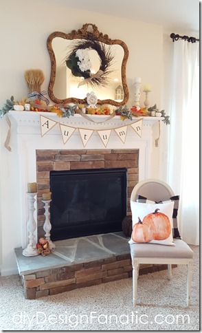 Autumn mantel, fall mantel, pumpkins, white pumpkins, farmhouse, cottage, fall banner, autumn banner