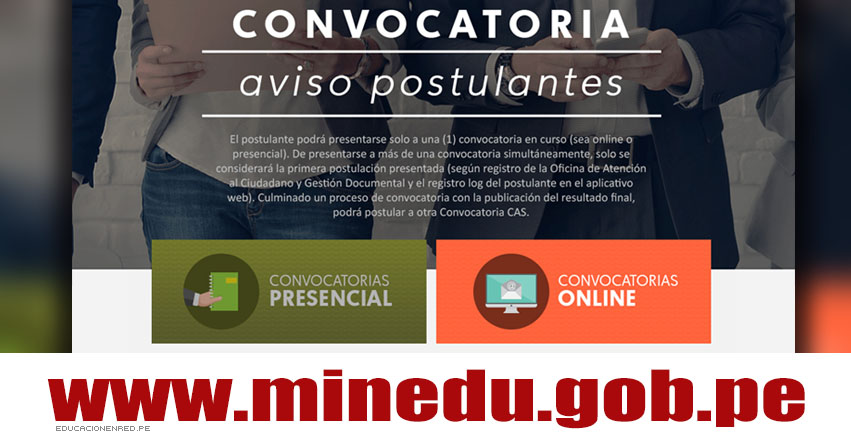 MINEDU: Convocatoria CAS Noviembre 2018 - Cerca de 200 Puestos de Trabajo en el Ministerio de Educación - www.minedu.gob.pe