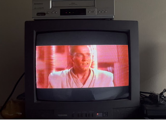 Star Wars: Episode I - The Phantom Menace Widescreen Video Collector's Edition VHS on a CRT