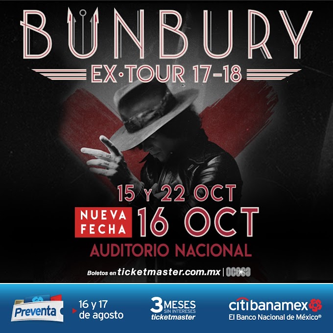 Bunbury anuncia un tercer concierto en el Coloso de Reforma.