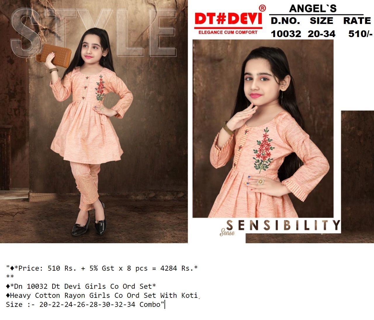 Dn 10032 Dt Devi Girls Co Ord Set