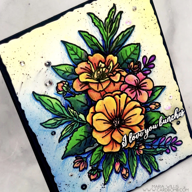 #cardbomb, Cardbomb, #mariawillis, Trinity Stamps, #cards, #cardmaking, #cardmaker, #stamp, #ink, #paper, #papercraft, #craft, #art, #diy, #watercolor, #flowers, #iloveyou, 