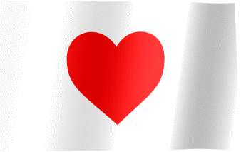 The waving flag of love with a red heart (Animated GIF)