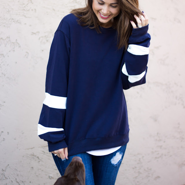 oversized pullover blue sweater