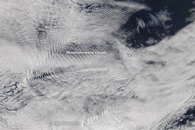 Heavenly waves in the photo from the satellite