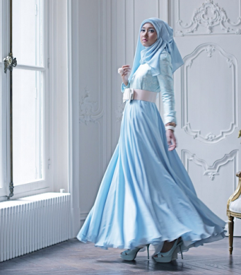 Model Dress Muslim Pesta Dian Pelangi Modern Terbaru