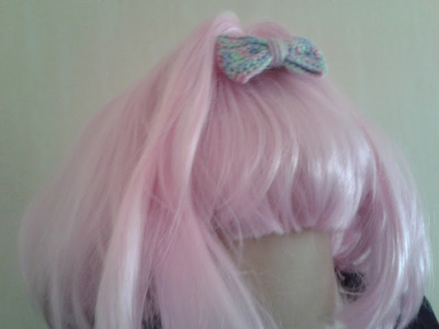 grande barrette nœud au crochet bleue cute & kawaii