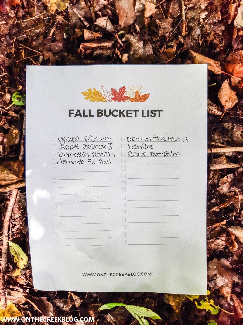 Fall bucket list free printable | On The Creek Blog // www.onthecreekblog.com