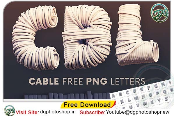 Realistic Cable 3D Lettering PNG Free Download