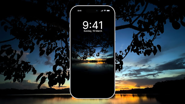 Sunset at Lake OLED Background Image