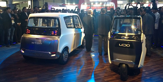Mahindra Udo and Atom EV concepts at 2018 Delhi Auto expo