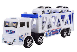 Double Trumpet Truck with Mini Police Cars Children Kid Toys