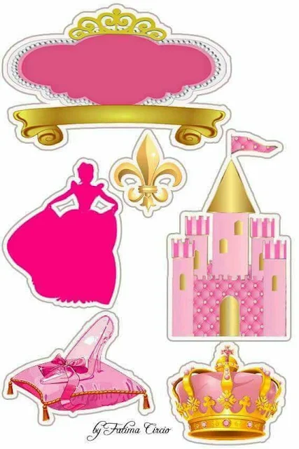 Cinderella in Pink Free Printable Cake Toppers.