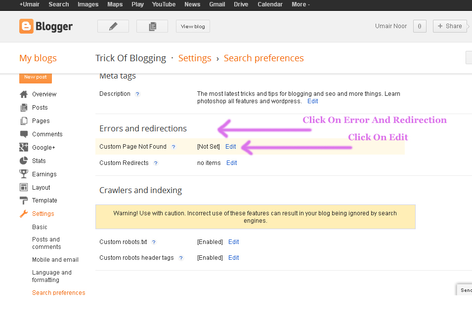 Create | Make | Add | Set 404 Error Page In Blogger Blogspot Easily 2
